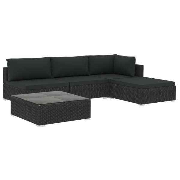 Set Mobilier De Grădină Cu Perne 5 Piese Negru Poliratan 46784